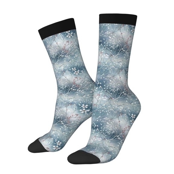 Rateoe enchanted winter snowflake holly for Women Casual Calf Socks - Cute Crew Socks - Thin Soft Above Ankle Socks Size 5-11