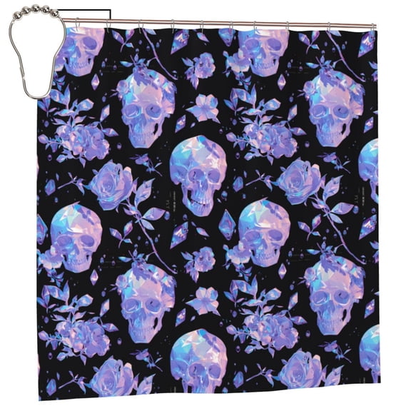 Rateoe flower Skull crystal Shower Curtain - Fancy Bathroom Shower Curtain Sets - Waterproof Shower Curtain with Hooks with 12 Plastic Hooks 72x72 Inches