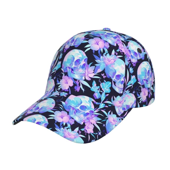 Rateoe flower Skull star Pattern Men’s Baseball Cap – Adjustable Curved Brim Hat, Soft Cotton Sports Cap for Outdoor, Casual, and Everyday Wear, Comfortable & Breathable