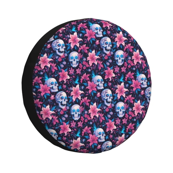 Rateoe funny Skull daisy flower Pattern Tire Cover Wheel Protectors Weatherproof Wheel Covers Universal Fit for Trailer Rv SUV Truck Camper Travel Trailers Accessories-14 inch