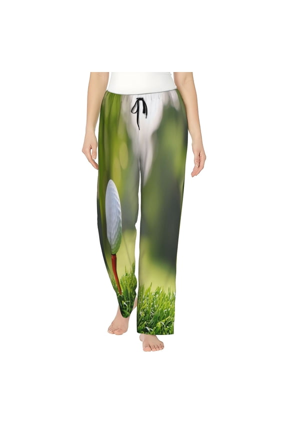 golf ball perched on a tee Pattern Women’s Ultra-Soft Comfy Pajama Lounge Pants Sleepwear,Comfortable Lounge Wear,lightweight Pajamas, Casual Home Wear-Small