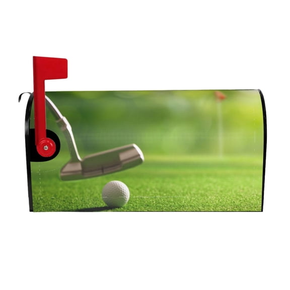 Rateoe golf ball after putting to the golf hole Printed Mailbox Covers - Easy to Install Fall, Winter, Spring, Summer Mailbox Cover - Weather and UV-Resistant Mailbox Decor - Mailbox Magnetic Covers-