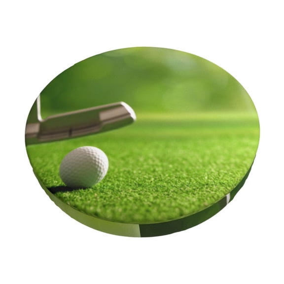 Rateoe golf ball after putting to the golf hole Pattern Round Bar Stool Seat Covers,Washable Stool Cushion Slipcover Elastic Bar Chair Covers for 12-14 Inch Chair-14 inch