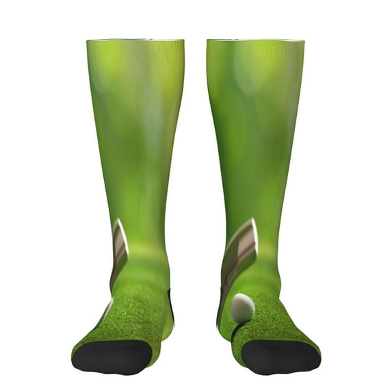 Rateoe golf ball after putting to the golf hole Pattern Women’s Knee High Crew Socks,Trouser Socks, – Comfortable, Breathable, Moisture-Wicking and Soft