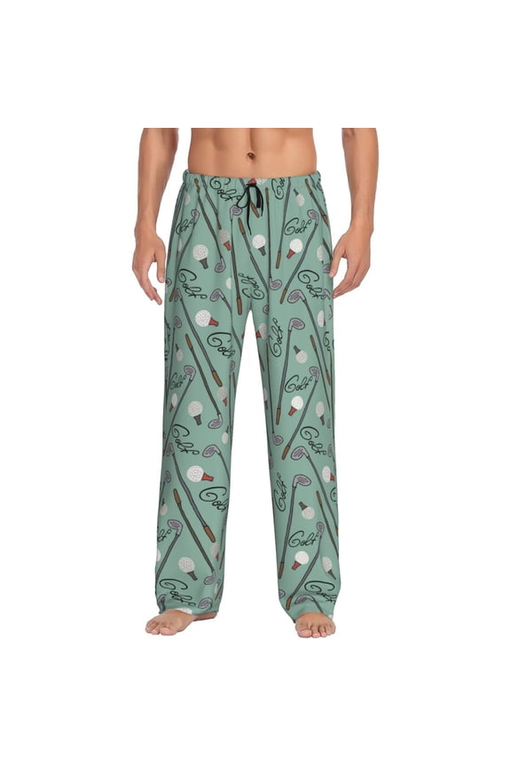 golf equipment Pattern Men’s Ultra-Soft Comfy Pajama Lounge Pants Sleepwear,Comfortable Lounge Wear,lightweight Pajamas, Casual Home Wear-Large