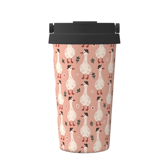 Rateoe goose bird and daisy Pattern Travel Coffee Mug Tumbler with Flip Lid | Reusable Insulated Stainless Steel Cold Brew Iced Coffee Cup Thermos