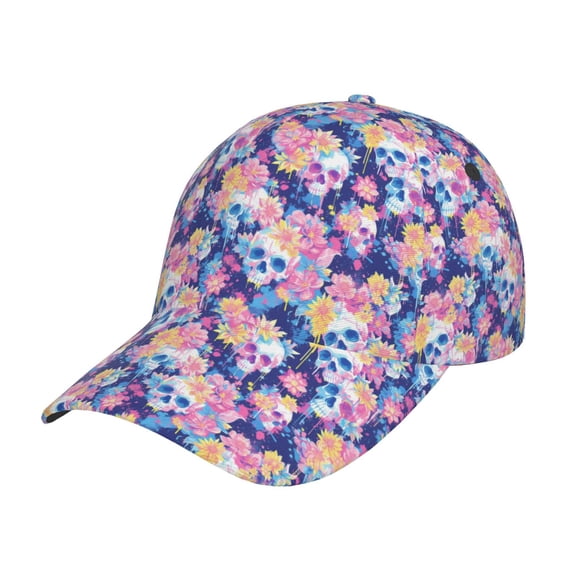 Rateoe graffiti style Skull flower Pattern Men’s Baseball Cap – Adjustable Curved Brim Hat, Soft Cotton Sports Cap for Outdoor, Casual, and Everyday Wear, Comfortable & Breathable