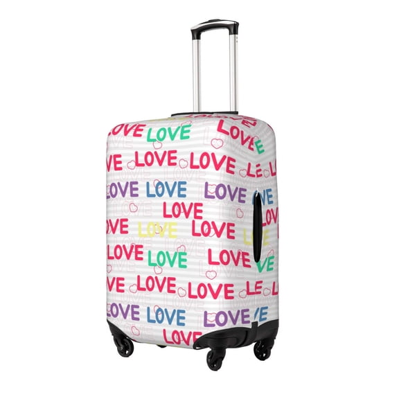 Rateoe gray stripes and hearts Printed Luggage Cover, Suitcase Protector Fits 18-32 Inch Luggage-