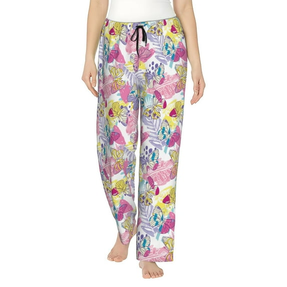 Rateoe hand drawn butterflies Pattern Women’s Ultra-Soft Comfy Pajama Lounge Pants Sleepwear,Comfortable Lounge Wear,lightweight Pajamas, Casual Home Wear-X-Large
