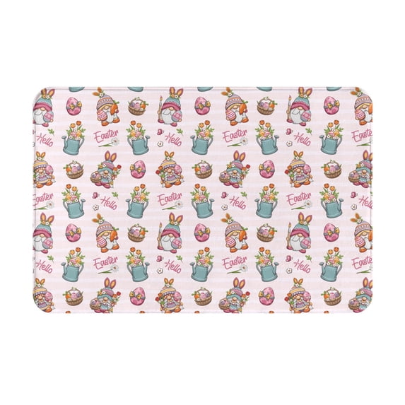 Rateoe happy Easter Pattern Flannel Door Mat Indoor Outdoor Entrance, Waterproof All-Weather Doormat,Fade Resistant, Low Profile Entryway Mat 16x24in