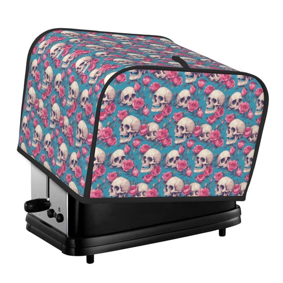 Rateoe happy Skull rose Pattern Toaster Covers 4 Slice Wide Slot,Bread Machine Cover,Bread Dust Cover & Fingerprint Protection,Appliance Covers