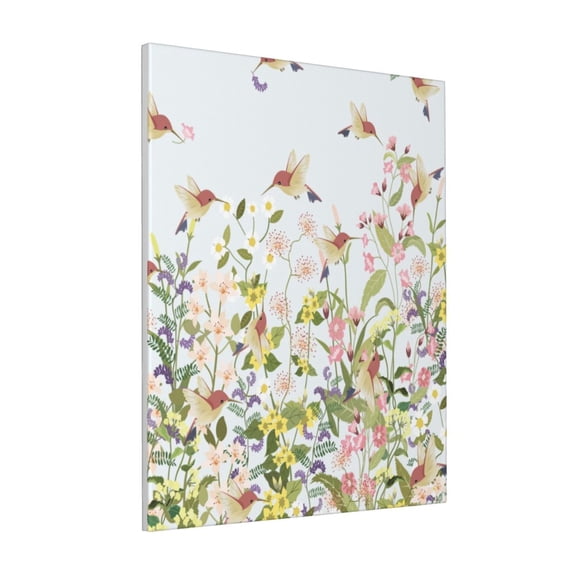 Rateoe hummingbird in floral Pattern Decorative Picture – Unique Modern Wall Art, Ready-to-Hang Canvas Print for Home (Vertical)