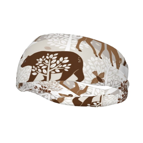 Rateoe leaf Moose fox owls tree Pattern Sports Headbands ,Moisture Wicking Workout Headband, Sweatband Headbands for Running,Cycling,Yoga,Hairband for Women and Men
