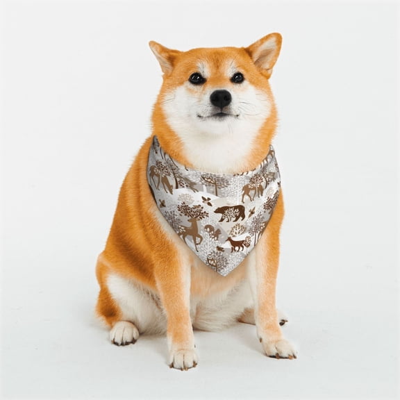Rateoe leaf Moose fox owls tree Print Pet Scarf for Dogs and Cats – Stylish Reflective Design, Breathable & Durable Pet Bandana with Quick-Release Buckle-Small