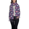 thumbnail image 1 of Rateoe leaf flower Skull colorful Women's Traditional Scarf Wrap Tassel Shawl Fringes Neck Head Shawl Retro Scarf, 1 of 8