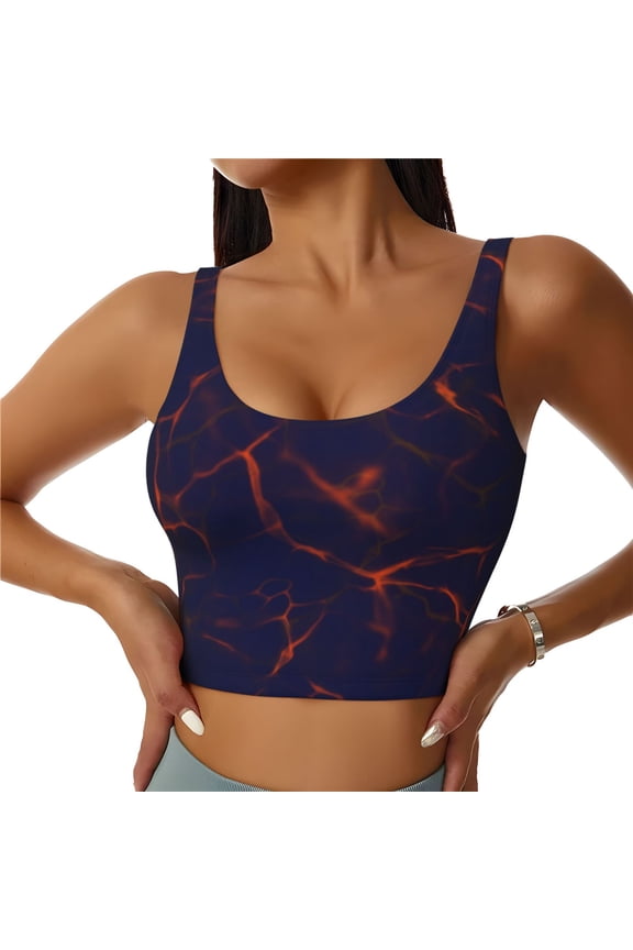 lightning Print Womens' Sports Bras Scoop Neck Sports Vest- Padded U Back Seamless High Impact Support-XX-Large