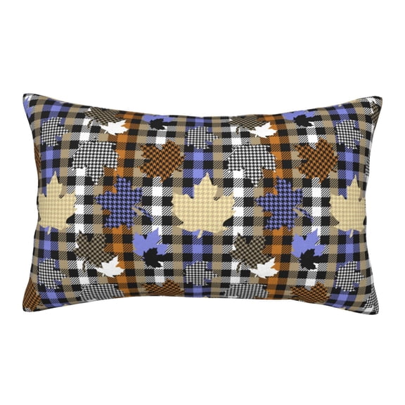 Rateoe maple leaves Houndstooth Pattern Pillow Covers with Invisible Zipper(Pillows are not Included) Standard Pillowcases-16"x24"