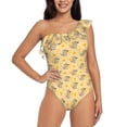 thumbnail image 1 of Rateoe mouse and cheese Pattern Women One Piece Swimsuits Tummy Control One Shoulder Bathing Suits Ruffle Swimwear-, 1 of 6
