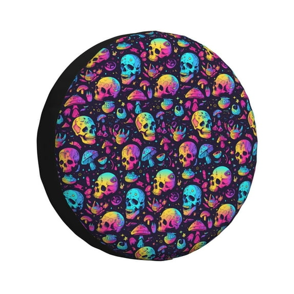 Rateoe mushroom Skull star Pattern Tire Cover Wheel Protectors Weatherproof Wheel Covers Universal Fit for Trailer Rv SUV Truck Camper Travel Trailers Accessories-15 inch