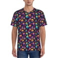 thumbnail image 1 of Rateoe mushroom color Skull Pattern Men’s Baseball Short Sleeve Polo Shirt, Midweight Men's Shirt Golf Shirt Polo Shirts Quick Dry Short-Large, 1 of 7