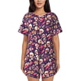 thumbnail image 1 of Rateoe music Skull record Guitar Pattern Women's Short-Sleeved Pajama Set - 2 Piece Soft and Lightweight Sleepwear Set-XX-Large, 1 of 7