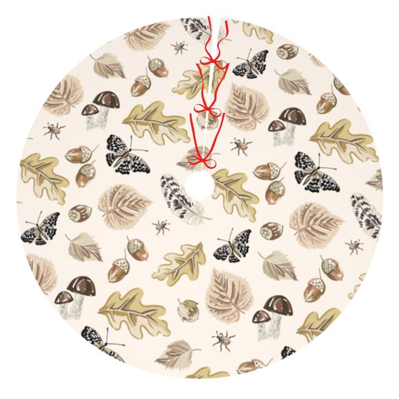 Rateoe nuts leaf Butterfly Print Christmas Tree Skirt 30" for Xmas Holiday New Year Party Circle Tree Mat Ornaments Decoration