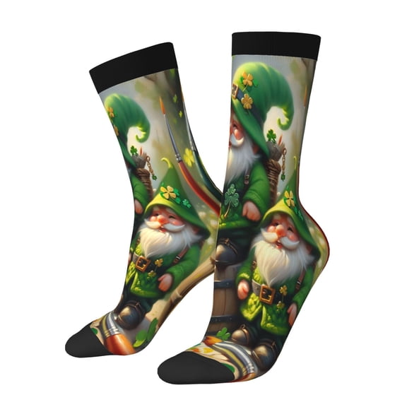 Rateoe patrick’s day gnomes for Women Casual Calf Socks - Cute Crew Socks - Thin Soft Above Ankle Socks Size 5-11
