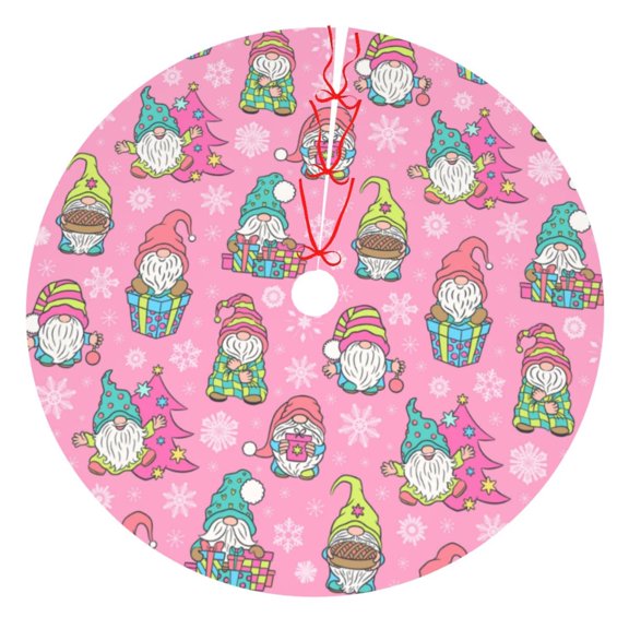 Rateoe pink Holiday Joy Print Christmas Tree Skirt 30" for Xmas Holiday New Year Party Circle Tree Mat Ornaments Decoration