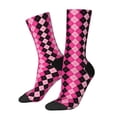 thumbnail image 1 of Rateoe pink and black argyle for Women Casual Calf Socks - Cute Crew Socks - Thin Soft Above Ankle Socks Size 5-11, 1 of 6