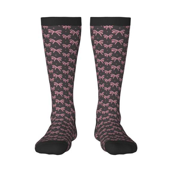 Rateoe pink bow Pattern Women’s Knee High Crew Socks,Trouser Socks, – Comfortable, Breathable, Moisture-Wicking and Soft