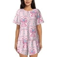 thumbnail image 1 of Rateoe pink bows Pattern Women's Short-Sleeved Pajama Set - 2 Piece Soft and Lightweight Sleepwear Set-4X-Large, 1 of 6