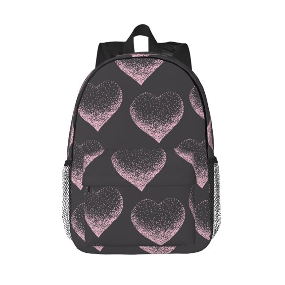 Rateoe pink hearts Pattern Student Backpack Water-resistant Backpack 15-inch Laptop Backpack Lightweight Adjustable School Backpack