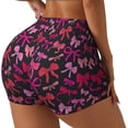 thumbnail image 1 of Rateoe pink ribbon bows Printed Power Workout Shorts for Women Tummy Control Squat Proof Ribbed Thick Seamless Scrunch Active Short-Medium, 1 of 8