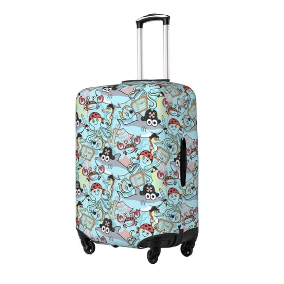 Rateoe pirate with funny animals Printed Luggage Cover, Suitcase Protector Fits 18-32 Inch Luggage-Medium