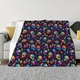 thumbnail image 1 of Rateoe rainbow color Skull mushroom Pattern Flannel Throw Blanket, Ultra-soft Blanket for Bed, Couch, Car, Hypoallergenic Anti-pilling blanket-50"x40"(Horizontal), 1 of 6
