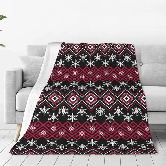 Rateoe red Minimalist Snowflake Print Fuzzy Fleece Throw Blanket Extra Large,Super Soft,Fluffy and Warm Blankets for Couch,Bed,All Season Use (40"x30")