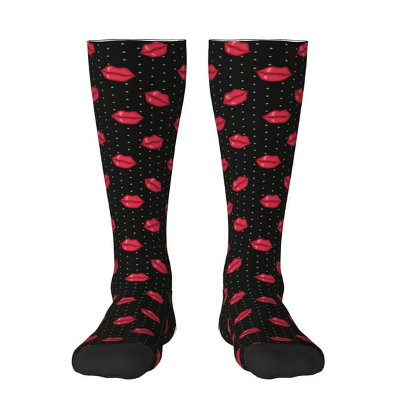 Rateoe red lips Pattern Women’s Knee High Crew Socks,Trouser Socks, – Comfortable, Breathable, Moisture-Wicking and Soft