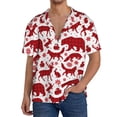 thumbnail image 1 of Rateoe red plaid Moose Bunny bear Pattern Men's Short Sleeve Classic Shirt, Casual Short-Sleeved Shirt, Lightweight Summer Shirt, Cuban Collar Shirt,Button-Front Shirt-Medium, 1 of 5