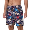 thumbnail image 1 of Rateoe rock Skull blue record Pattern Men’s Swim Shorts with Compression Liner – Double-Layered Quick-Dry Swimwear, Comfortable & Stretchy Beach Shorts-X-Large, 1 of 6