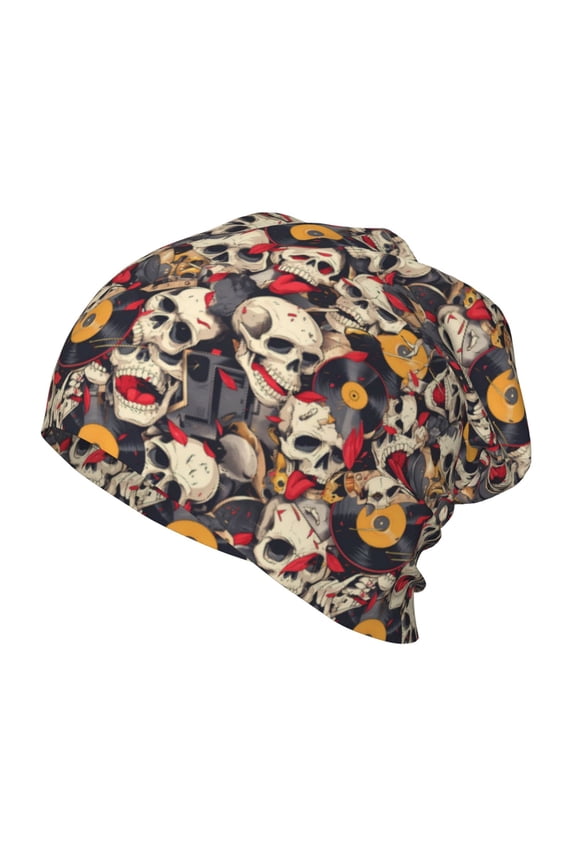 rock Skull record artist Kids Beanie Warm Knit Beanie Hats Boys Girls Winter Hat Soft Slouchy Hats for Kids