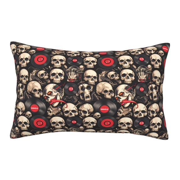 Rateoe rock record Skull Pattern Pillow Covers with Invisible Zipper(Pillows are not Included) Standard Pillowcases-20"x30"