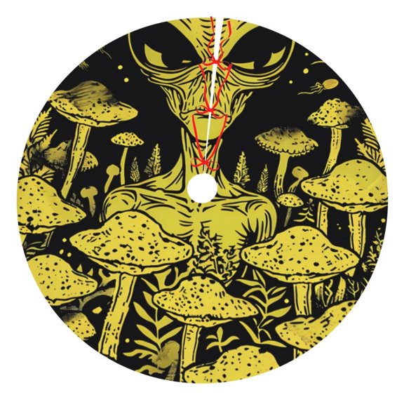 Rateoe saucerman Mushroom Forest Print Christmas Tree Skirt 30" for Xmas Holiday New Year Party Circle Tree Mat Ornaments Decoration