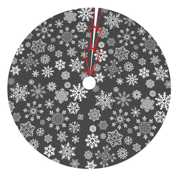 Rateoe simple white Snowflake Print Christmas Tree Skirt 30" for Xmas Holiday New Year Party Circle Tree Mat Ornaments Decoration
