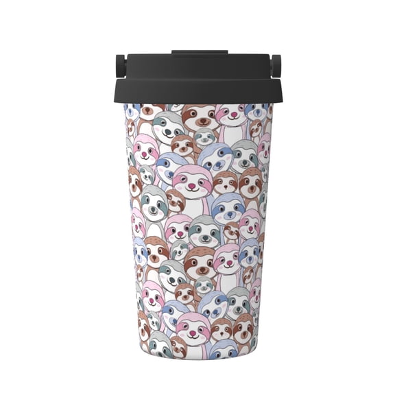 Rateoe sloth cartoon Pattern Travel Coffee Mug Tumbler with Flip Lid | Reusable Insulated Stainless Steel Cold Brew Iced Coffee Cup Thermos