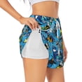thumbnail image 1 of Rateoe snow board blue Printed 2 in 1 Women's Workout Shorts for Athletic Gym Running Shorts with Phone Pockets-Large, 1 of 7