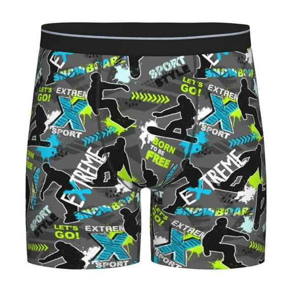 Rateoe sport sonw board Print Men’s Underwear Boxer Briefs Soft Comfortable Underwear Boxer Briefs, Long Leg Briefs,Anti-chafing Boxer Briefs
