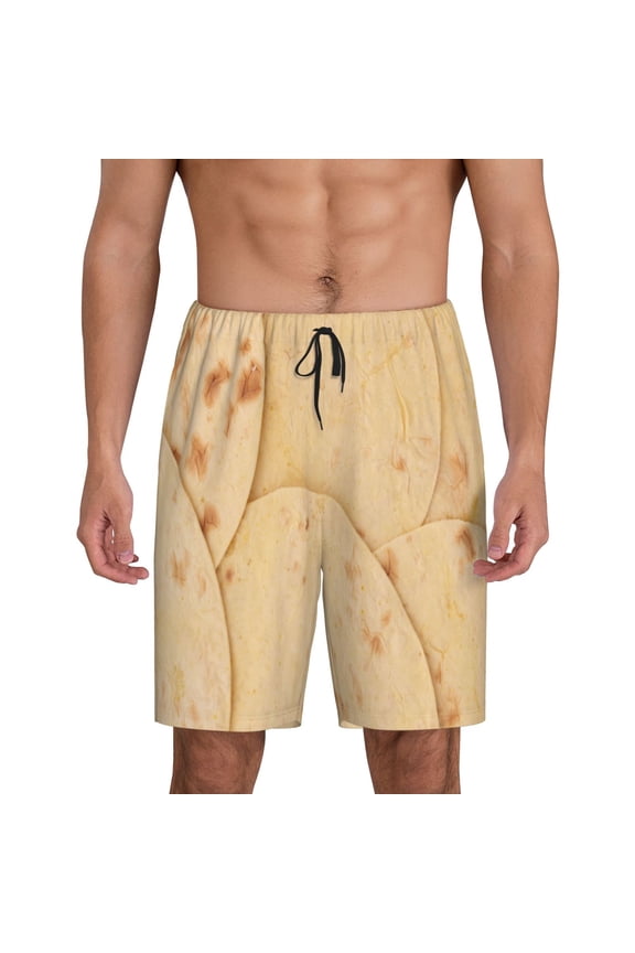 taco tortilla Print Men's Lounge Shorts – Soft & Breathable Pajama Bottoms with Pockets, Elastic Waistband, Lightweight Sleepwear for Nightwear & Loungewear-Small