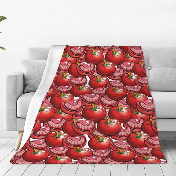 Rateoe tomato Print Fuzzy Fleece Throw Blanket Extra Large,Super Soft,Fluffy and Warm Blankets for Couch,Bed,All Season Use-50"x40"