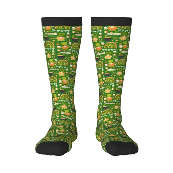 Rateoe traditional Irish colours Pattern Women’s Knee High Crew Socks,Trouser Socks, – Comfortable, Breathable, Moisture-Wicking and Soft
