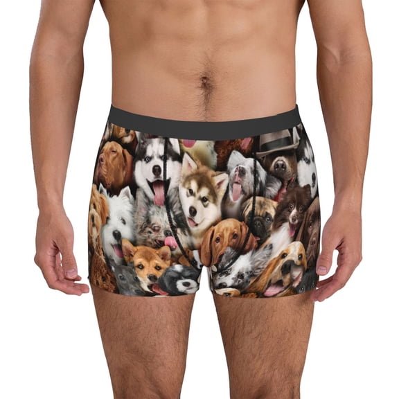 Rateoe various dog breeds Mens Boxer Briefs Poly Spandex Performance Boxer Briefs Underwear Hem Boxer Briefs-